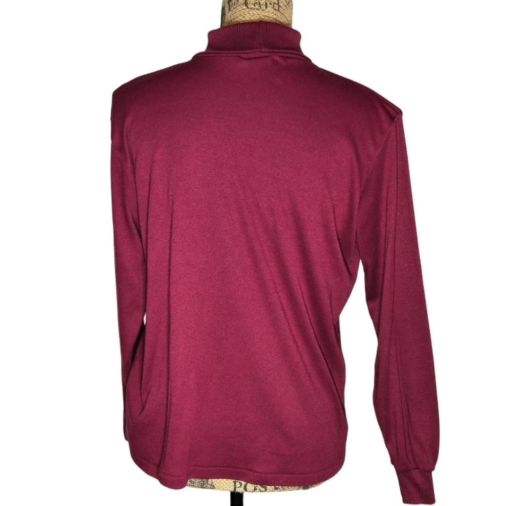 Vintage Simply Basic Dark Red Turtleneck Long Sle… - image 2